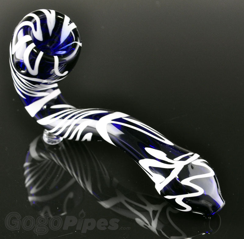 Swirls Sherlock Glass Pipe Blue
