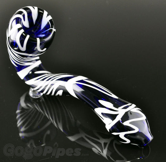 Swirls Sherlock Glass Pipe Blue