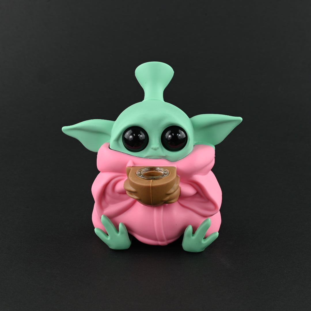 Baby Yoda Silicone Pipes Pink