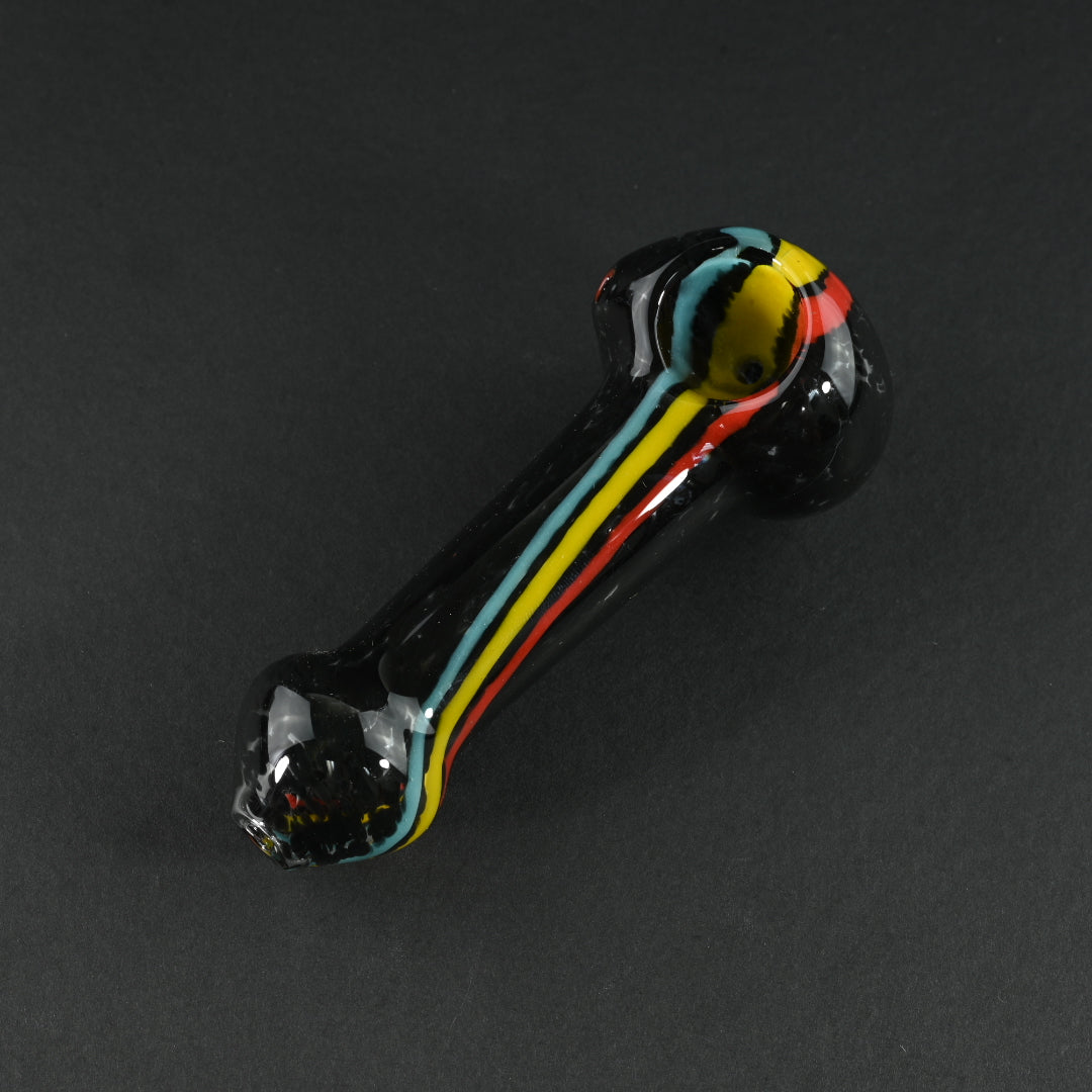 Black Stripes Blown Glass Pipe